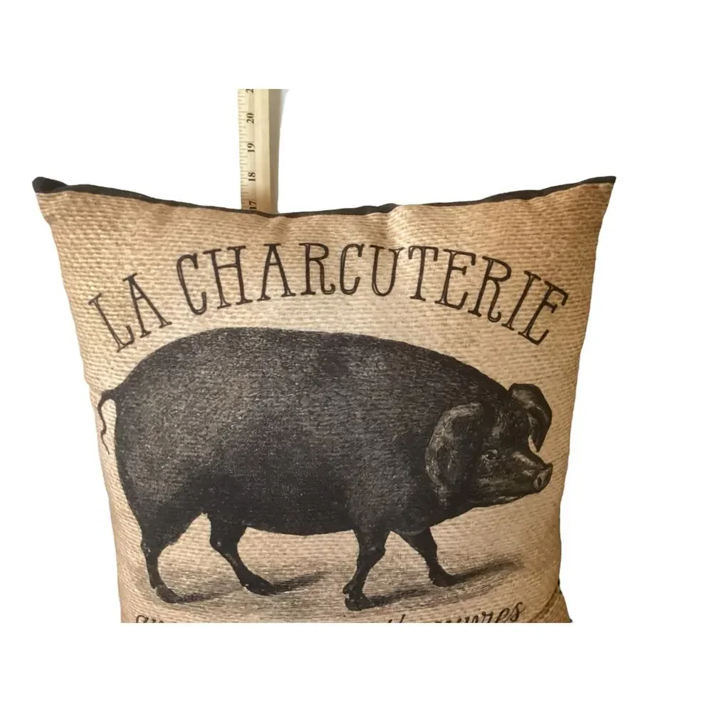La Charcutterie Pig Large Throw Pillow 17
